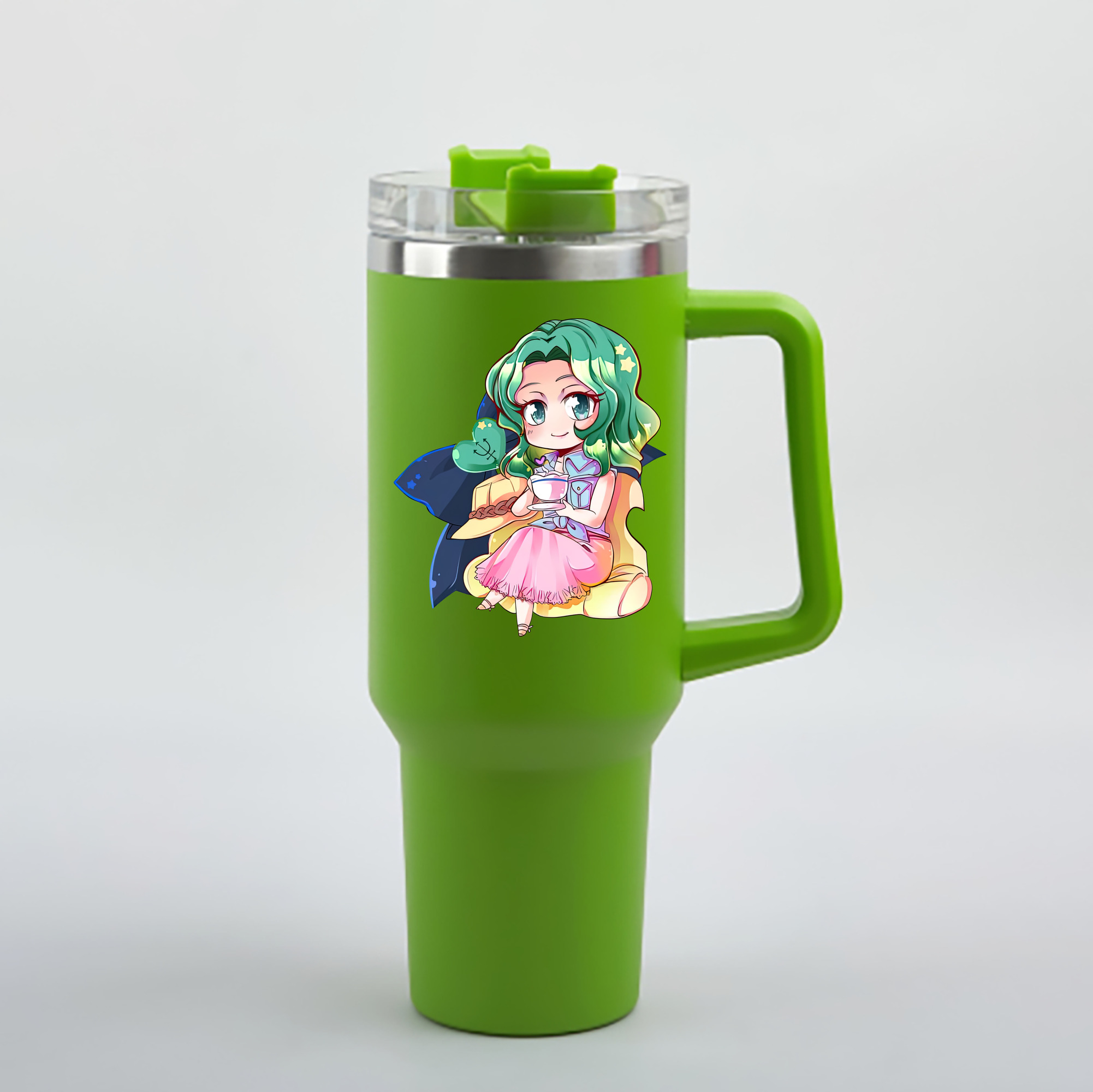 （画像用） 美少女戦士セーラームーン 海王 みちる（かいおう みちる） Sailor Moon Kaiou Michiru 1200mL車用タンブラー - クリスタルステッカー（プラスチックストロー付き）